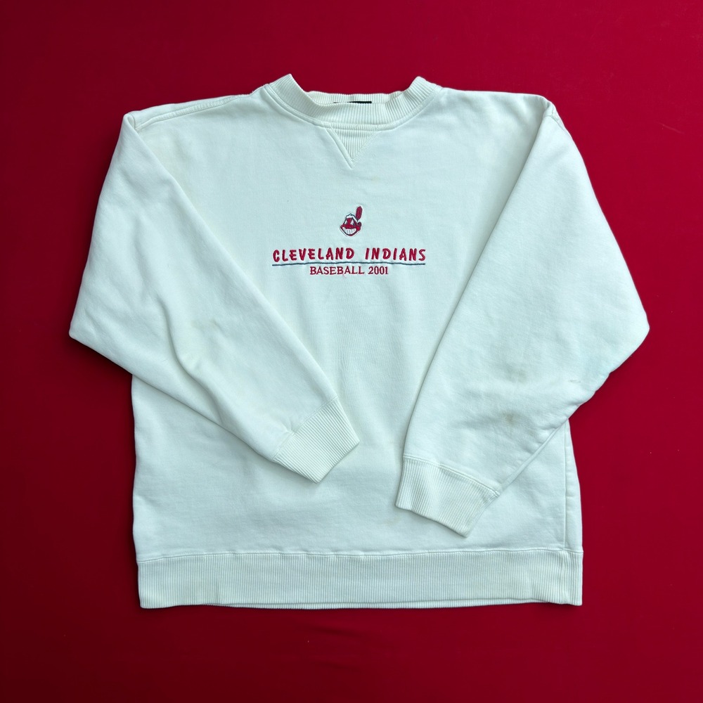 Vintage Cleveland Indians Baseball Crable Sportswear 2001 Sweatshirt Men L White